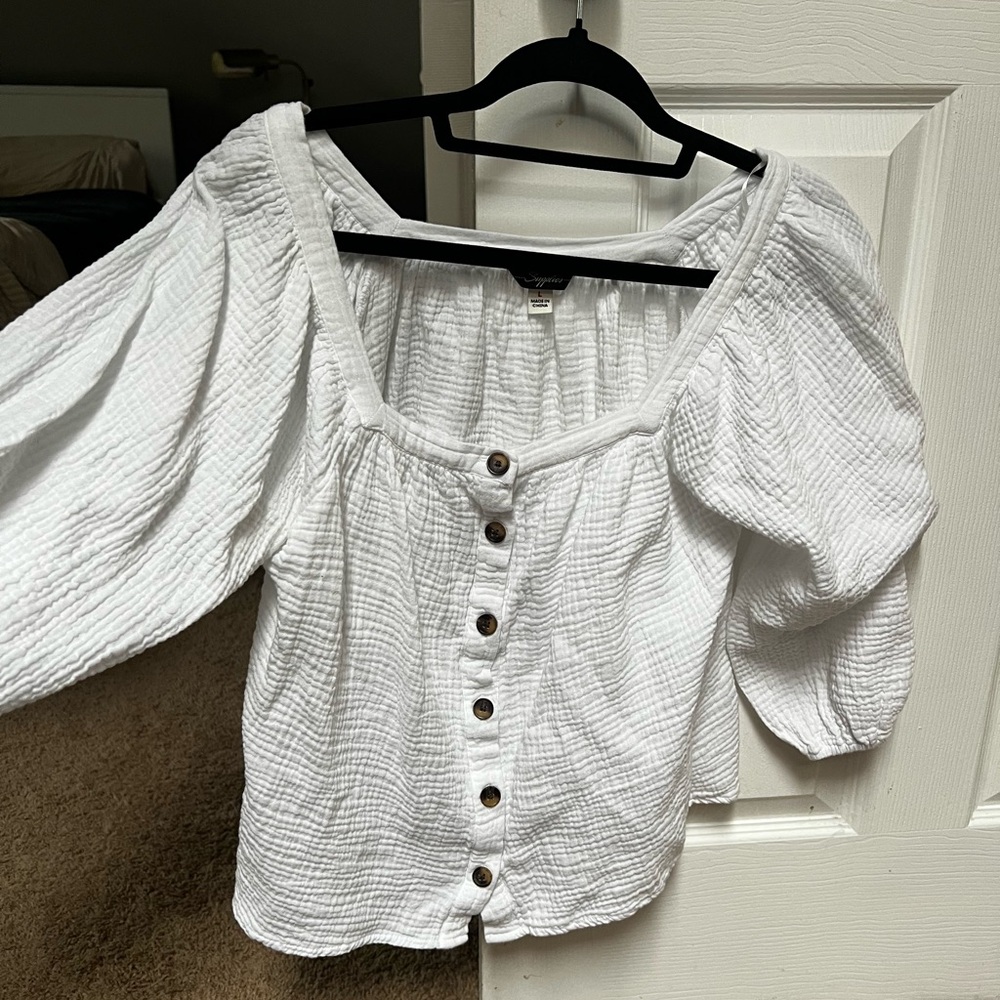 White Button-Up Women's Top